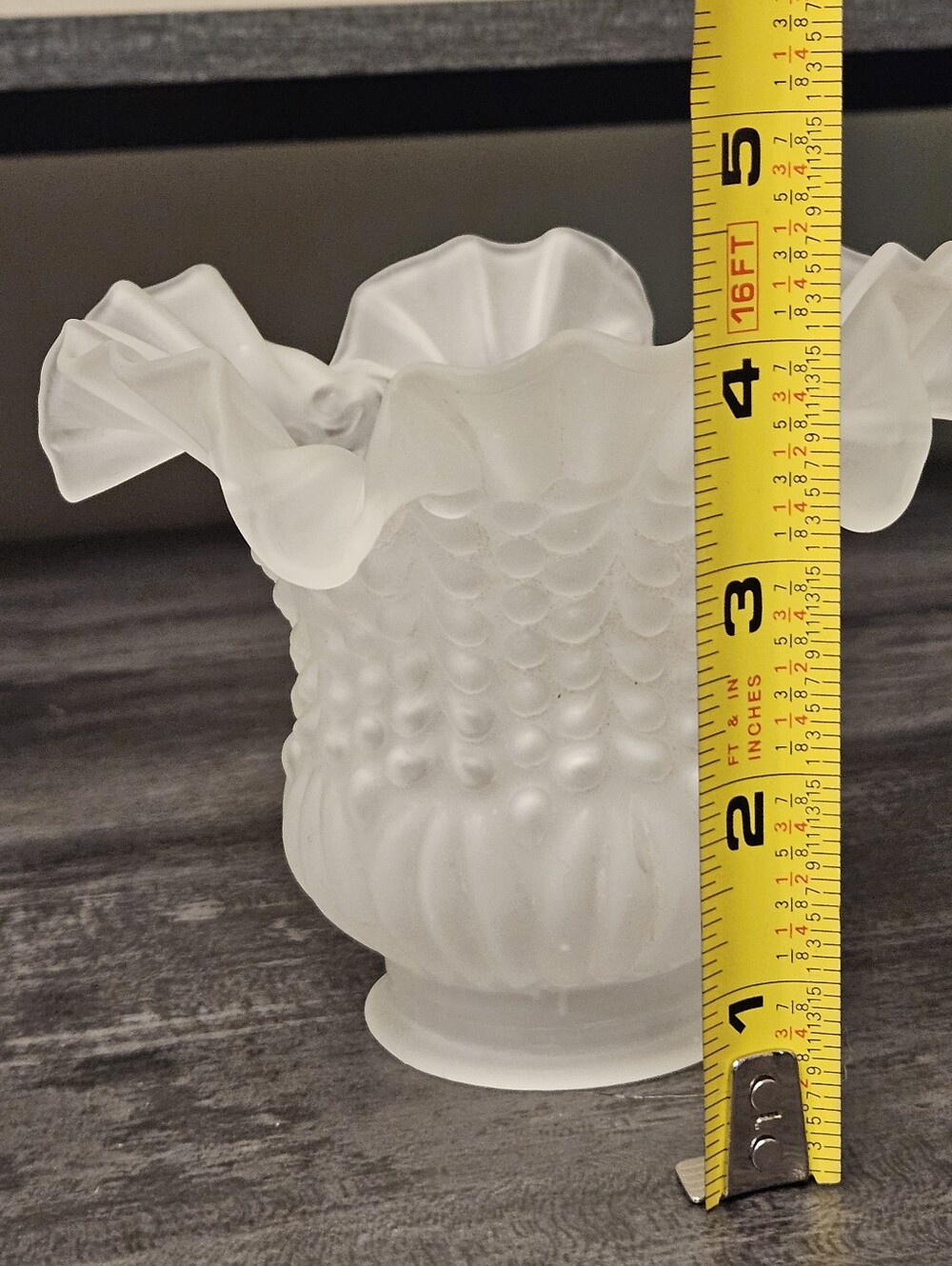 Vintage Frosted Glass Tulip Ruffle Sconce Lamp / Ceiling Fan Shade Set Of 2 - Picture 8 of 12